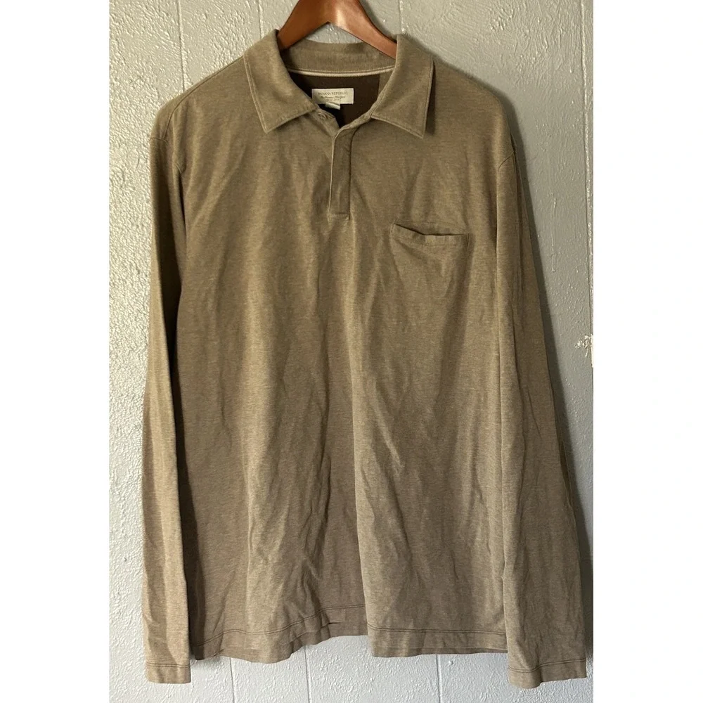 Men's Banana Republic Long Sleeve The San Frisco New York Brown Shirt Size XL
